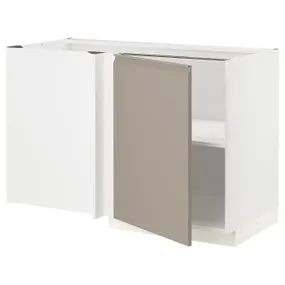 IKEA METOD МЕТОД, угловой напольный шкаф с полкой, белый / матовый темно-бежевый, 128x68 см 194.922.10 фото