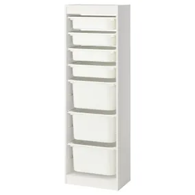 IKEA TROFAST, стеллаж для мусорных контейнеров, белый/белый, 46x30x145 см 395.754.45 фото