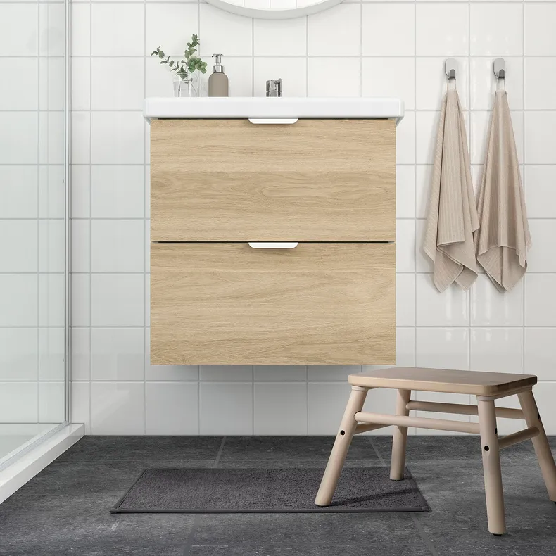 IKEA OSBYSJÖN ОСБЮШЕН, килимок для ванної кімнати, сірий, 40x60 см 405.142.05 фото №2