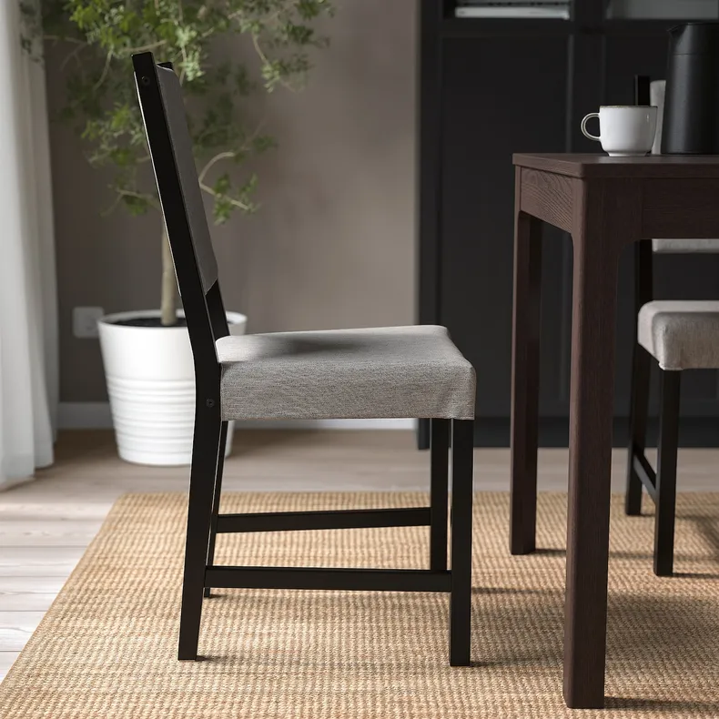 IKEA STEFAN СТЕФАН, стілець, коричнево-чорний / КНІСА сірий / бежевий 805.120.87 фото №3
