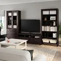 IKEA HEMNES ХЕМНЕС, комбінація шаф для телевізора, чорне / коричневе / прозоре скло, 326x197 см 492.995.60 фото thumb №2