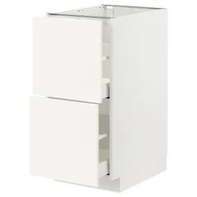 IKEA METOD МЕТОД / MAXIMERA МАКСИМЕРА, напольный шкаф 2фасада / 2выс ящика, белый / Вальстена белый, 40x60 см 695.071.67 фото