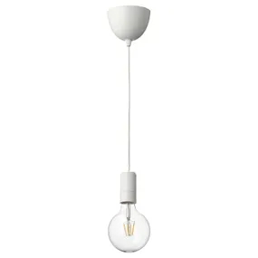 IKEA SUNNEBY СУННЕБЮ / LUNNOM ЛУННОМ, підвісний світильник із лампою, біле/прозоре скло 794.944.52 фото