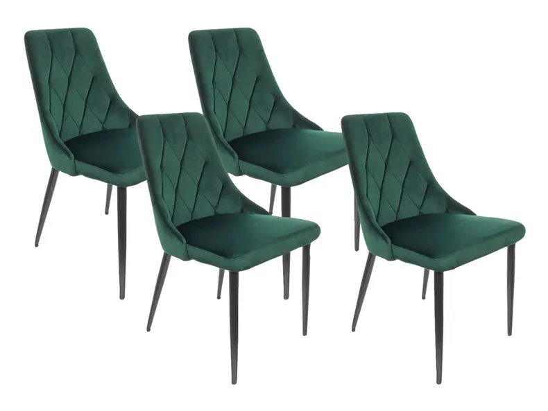 BRW Комплект стульев бархатных 4 шт BRW ALVAR Velvet, зеленый DUBLIN_DARK_GREEN_19 фото №1