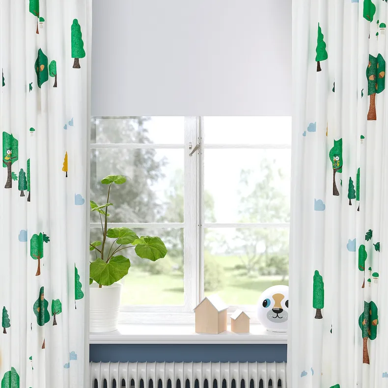 IKEA BRUMMIG БРУММІГ, штори, пара, лісовий / багатобарвний візерунок, 120x300 см 505.325.10 фото №3
