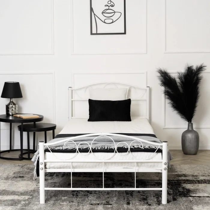 Кровать односпальная металлическая MEBEL ELITE GRIFFIN, 90x200 см, Белый фото №3