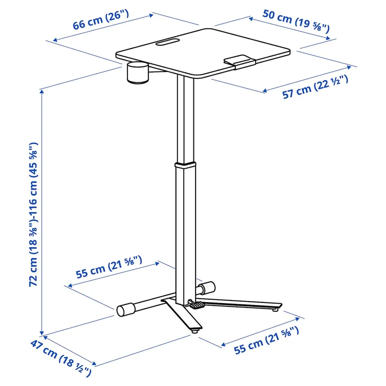 IKEA MITTZON МІТТЗОН, стіл для ноутбука з коліщатками, зелений, 66x50 см 704.981.95 фото №14