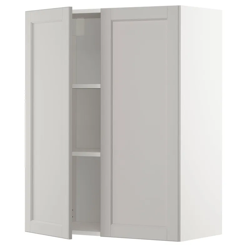 IKEA METOD МЕТОД, навесной шкаф с полками / 2дверцы, белый / светло-серый, 80x100 см 694.602.78 фото №1