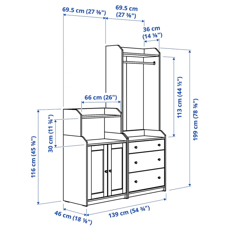 IKEA HAUGA ХАУГА, ящик для зберігання, білий, 139x46x199 см фото №6