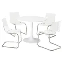 IKEA DOCKSTA ДОКСТА / TOBIAS ТОБІАС, стіл+4 стільці, білий білий / прозорий хромований, 103 см 494.834.31 фото thumb №1