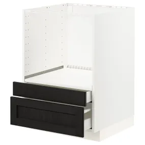 IKEA METOD МЕТОД, шафа для комб мікрохв печі / шухляди, білий / ЛЕРХЮТТАН чорна морилка, 60x60 см 292.572.50 фото