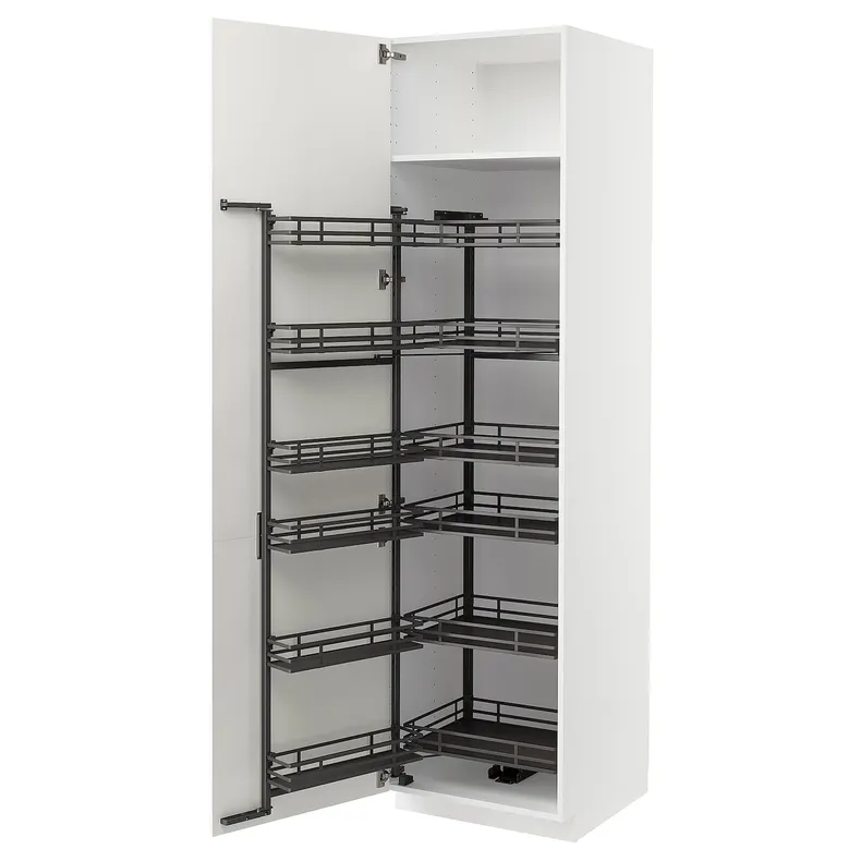 IKEA METOD МЕТОД, высокий шкаф с выдвижным модулем, белый / Вальстена белый, 60x60x220 см 195.073.96 фото №1