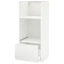 IKEA METOD МЕТОД / MAXIMERA МАКСИМЕРА, высокий шкаф с ящиком д / духовки / СВЧ, белый / Воксторп матовый белый, 60x60x140 см 891.128.67 фото thumb №1