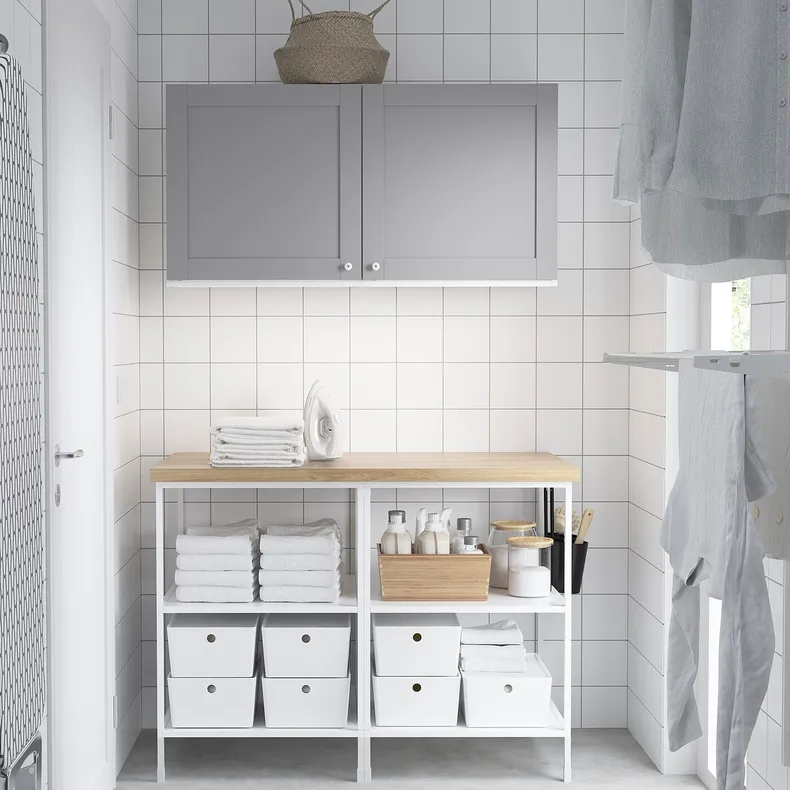 IKEA ENHET ЕНХЕТ, шафа, біла/сіра рамка, 123x63.5x207 см 995.480.53 фото №3