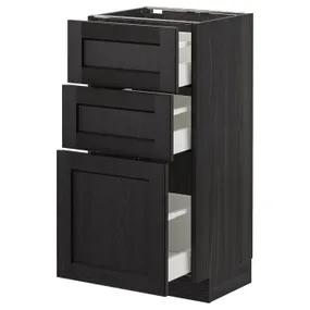 IKEA METOD МЕТОД / MAXIMERA МАКСИМЕРА, напольный шкаф с 3 ящиками, черный / Лерхиттан с черными пятнами, 40x37 см 192.600.45 фото