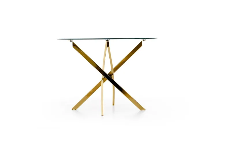 Кухонний стіл HALMAR RAYMOND, 100x100 см стільниця - прозора, ніжки - золото фото №6