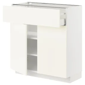 IKEA METOD МЕТОД / MAXIMERA МАКСІМЕРА, підлогова шафа, шухляда / 2 дверцят, білий / ВАЛЛЬСТЕНА білий, 80x37 см 495.072.34 фото