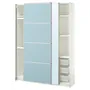 IKEA PAX ПАКС / MEHAMN / AULI МЕХАМН / АУЛИ, гардероб с раздвижными дверьми, белый 2стр / светло-голубое зеркало, 150x44x201 см 395.517.03 фото