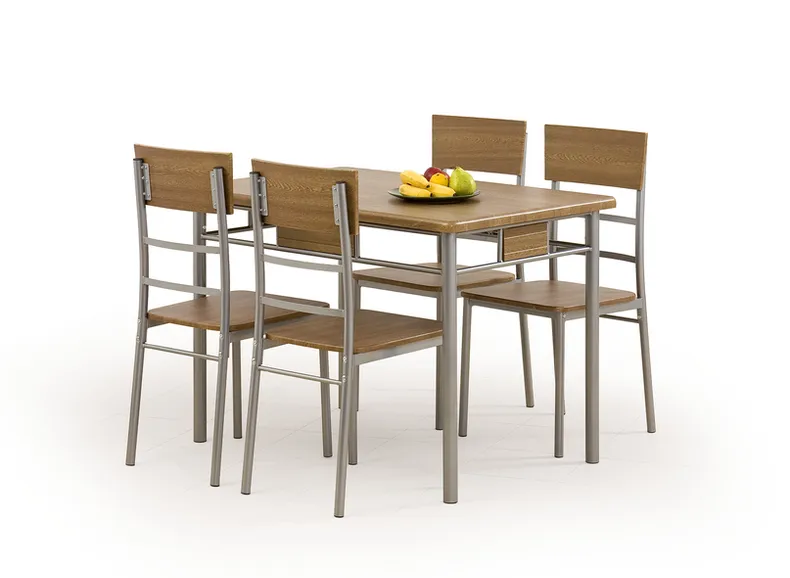 Столовий комплект HALMAR NATANIEL - NATAN : стіл + 4 стільці 110x70 см, горіх фото №1