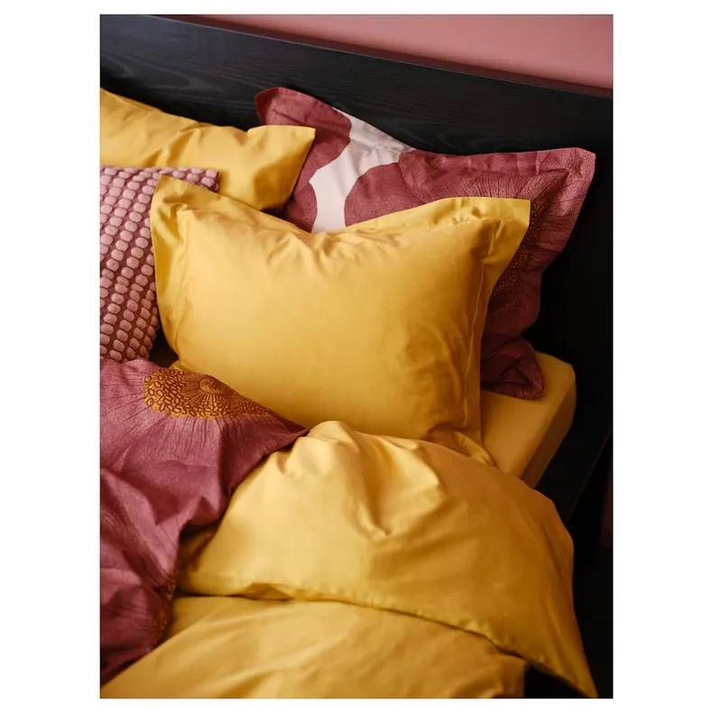 IKEA LUKTJASMIN ЛЮКТЖАСМІН, підковдра та наволочка, жовтий, 150x200 / 50x60 см 005.411.21 фото №7