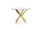 Кухонний стіл HALMAR RAYMOND, 100x100 см стільниця - прозора, ніжки - золото фото