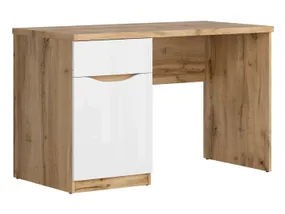 Письмовий стіл BRW Nuis, 120х60 см, дуб вотан/білий глянець BIU1D1S-DWO/BIP фото