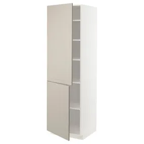 IKEA METOD МЕТОД, висока шафа із полицями / 2 дверцят, білий / стенсундський бежевий, 60x60x200 см 394.603.50 фото