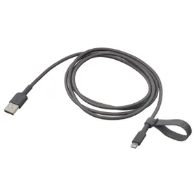 IKEA LILLHULT ЛИЛЛЬХУЛЬТ, кабель USB-A–lightning, тёмно-серый, 1.5 m 405.811.05 фото