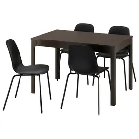 IKEA EKEDALEN ЕКЕДАЛЕН / LIDÅS ЛІДОС, стіл+4 стільці, темно-коричневий/чорний чорний, 120/180 см 195.707.31 фото