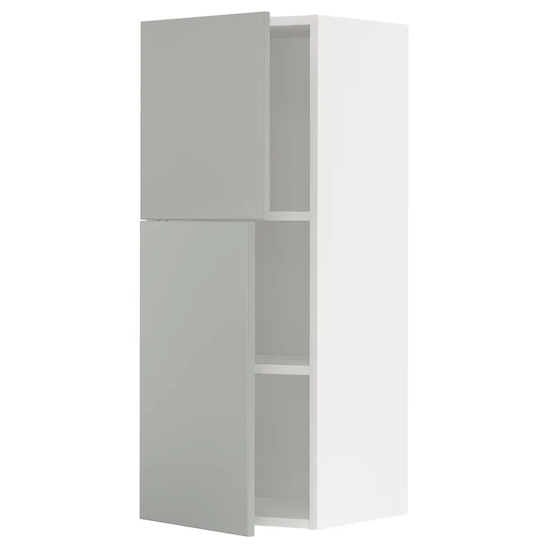 IKEA METOD МЕТОД, навісна шафа з полицями / 2 дверцят, білий / Хавсторп світло-сірий, 40x100 см 895.379.79 фото №1