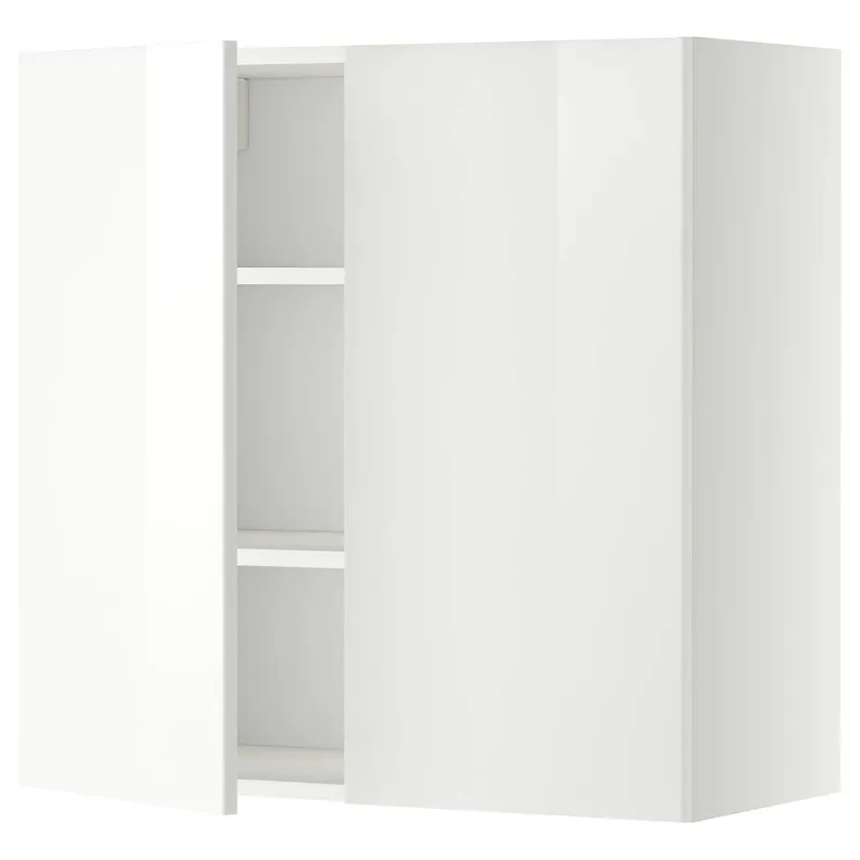 IKEA METOD МЕТОД, навесной шкаф с полками / 2дверцы, белый / Рингхульт белый, 80x80 см 594.589.21 фото №1