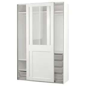 IKEA PAX ПАКС / GRIMO ГРИМО, гардероб с раздвижными дверьми, белый / прозрачное стекло белый, 150x66x236 см 895.022.77 фото
