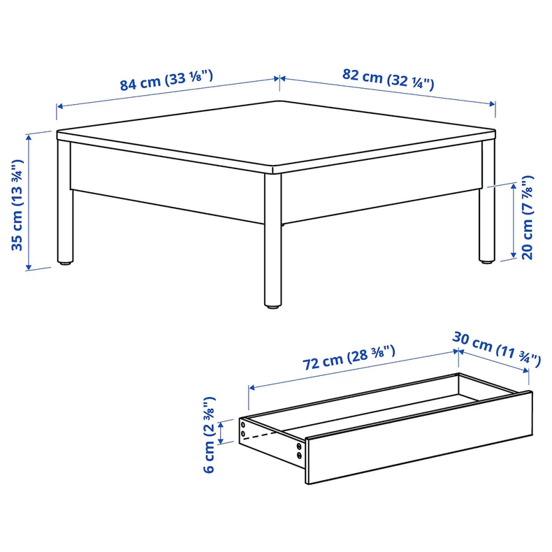 IKEA TONSTAD ТОНСТАД, журнальный стол, дуб, 84x82 см 104.893.11 фото №3