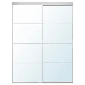 IKEA SKYTTA СКЮТТА / AULI АУЛІ, комбінація розсувних дверцят, алюміній/дзеркало, 152x205 см 095.758.47 фото