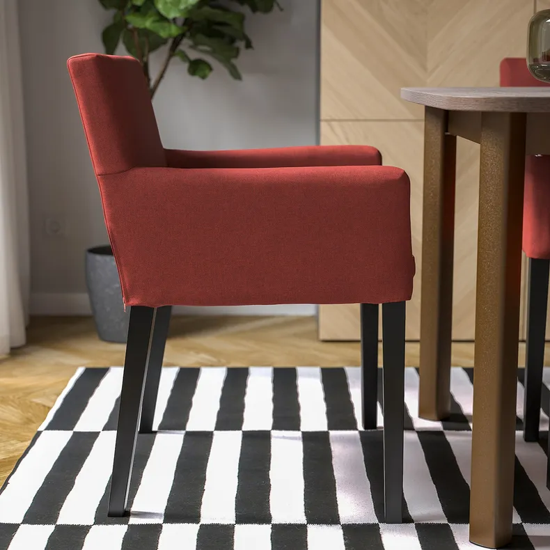 IKEA MÅRENÄS МОРЕНЕС, стілець із підлокітниками, чорний/ГУННАРЕД червоно-коричневий 595.143.90 фото №6