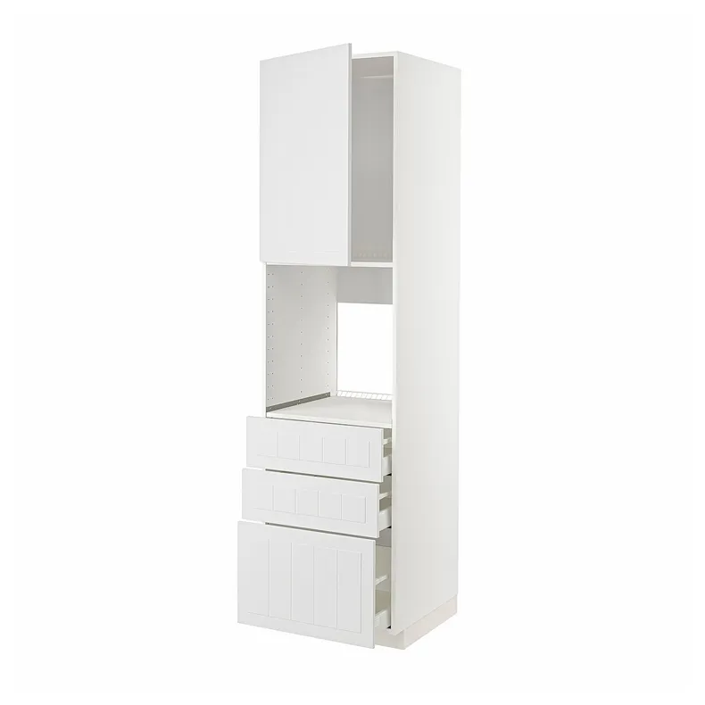 IKEA METOD МЕТОД / MAXIMERA МАКСИМЕРА, высокий шкаф д / духовки / дверь / 3ящика, белый / Стенсунд белый, 60x60x220 см 294.615.43 фото №1