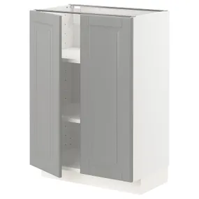IKEA METOD МЕТОД, підлогова шафа з полицями / 2 дверцят, білий / сірий Бодбін, 60x37 см 894.700.40 фото