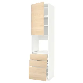 IKEA METOD МЕТОД / MAXIMERA МАКСІМЕРА, висока шафа д / духов з дверц / 3 шухл, білий / АСКЕРСУНД під світлий ясен, 60x60x240 см 794.626.15 фото
