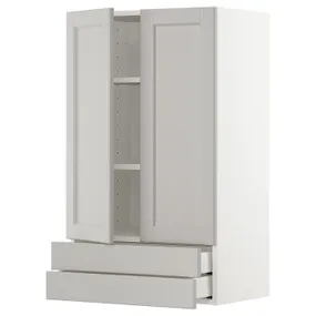 IKEA METOD МЕТОД / MAXIMERA МАКСИМЕРА, навесной шкаф / 2дверцы / 2ящика, белый / светло-серый, 60x100 см 894.592.26 фото