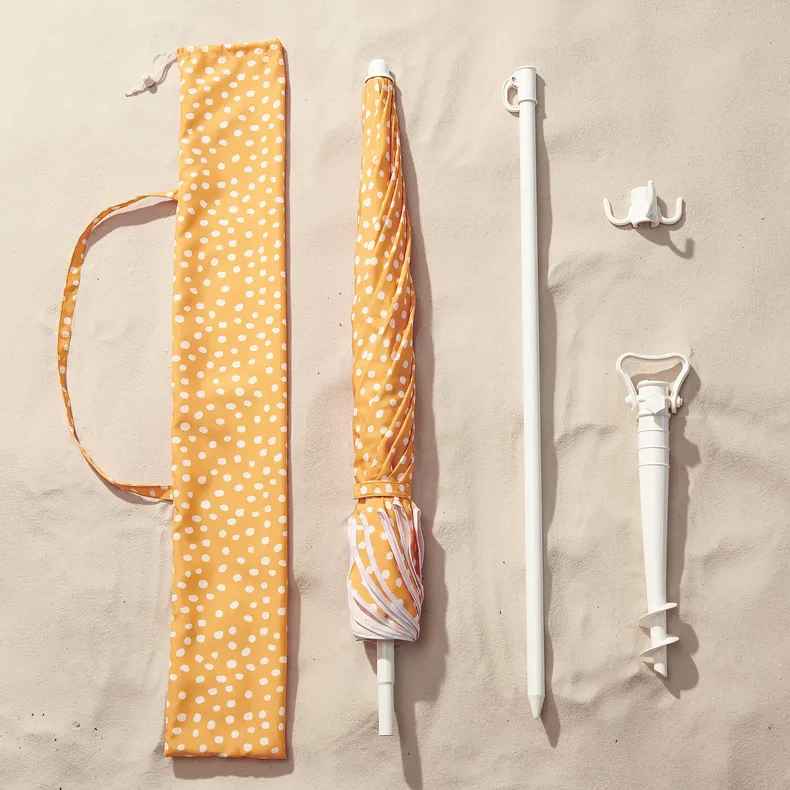 IKEA STRANDÖN СТРАНДЁН, зонт от солнца, желтый / белый пунктир, 140 см 705.227.65 фото №3