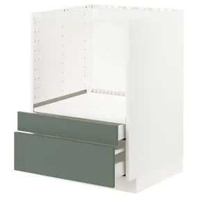 IKEA METOD МЕТОД / MAXIMERA МАКСІМЕРА, шафа для комб мікрохв печі / шухляди, білий / БОДАРП сіро-зелений, 60x60 см 693.177.80 фото