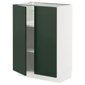 IKEA METOD МЕТОД, напольный шкаф с полками/2дверцами, белый/Гавсторп темно-зеленый, 60x37 см 195.573.05 фото