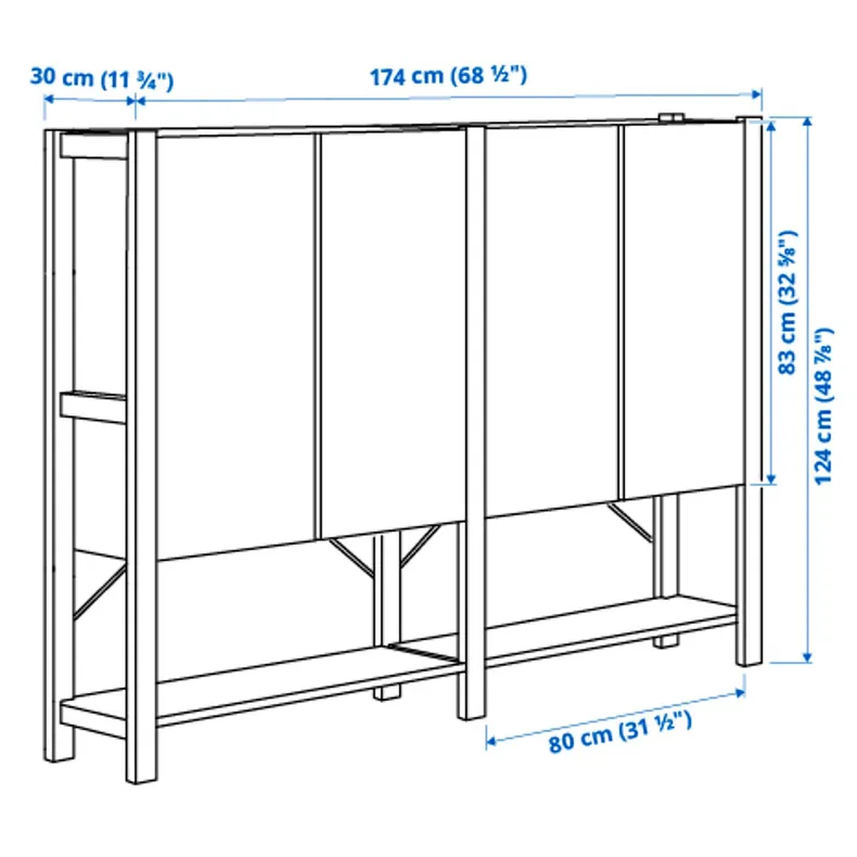 IKEA IVAR ІВАР, 2 секції / полиці / шафа, сосна, 174x30x124 см 394.038.21 фото №4