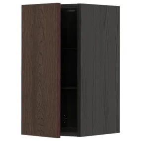 IKEA METOD МЕТОД, навесной шкаф с полками, черный / синарп коричневый, 30x60 см 094.647.93 фото