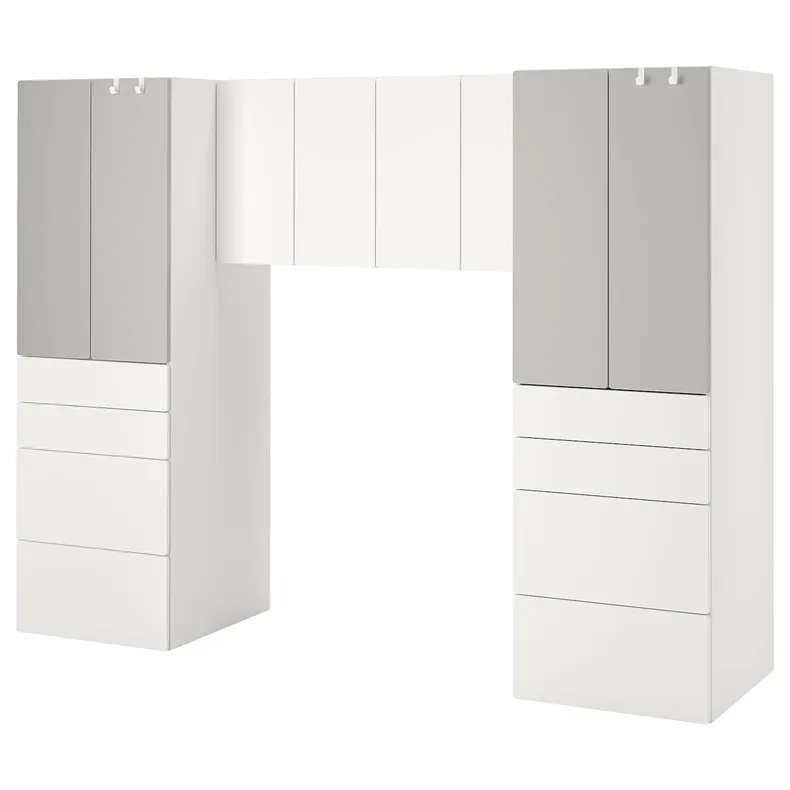 IKEA SMÅSTAD СМОСТАД, шафа, білий/сірий, 240x57x181 см 394.319.23 фото №1