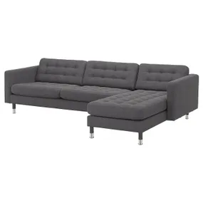 IKEA LANDSKRONA ЛАНДСКРУНА, 4-місний диван, з кушеткою / ГУННАРЕД темно-сірий / металевий 792.703.72 фото