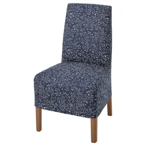 IKEA BERGMUND БЕРГМУНД, стул с чехлом средней длины, Имит. дуб / Райран темно-синий 793.846.08 фото