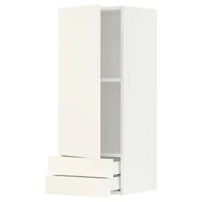 IKEA METOD МЕТОД / MAXIMERA МАКСИМЕРА, навесной шкаф с дверцей / 2 ящика, белый / Вальстена белый, 40x100 см 995.074.01 фото