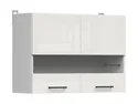 BRW Двухдверный верхний кухонный шкаф Junona Line 80 см с витриной мел-глянец, белый/мелкозернистый белый глянец G2W/80/57-BI/KRP фото thumb №2