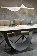 Розкладний стіл HALMAR FERNANDO 160-240х92 с м, стільниця - білий мармур, ніжки - чорні фото thumb №4